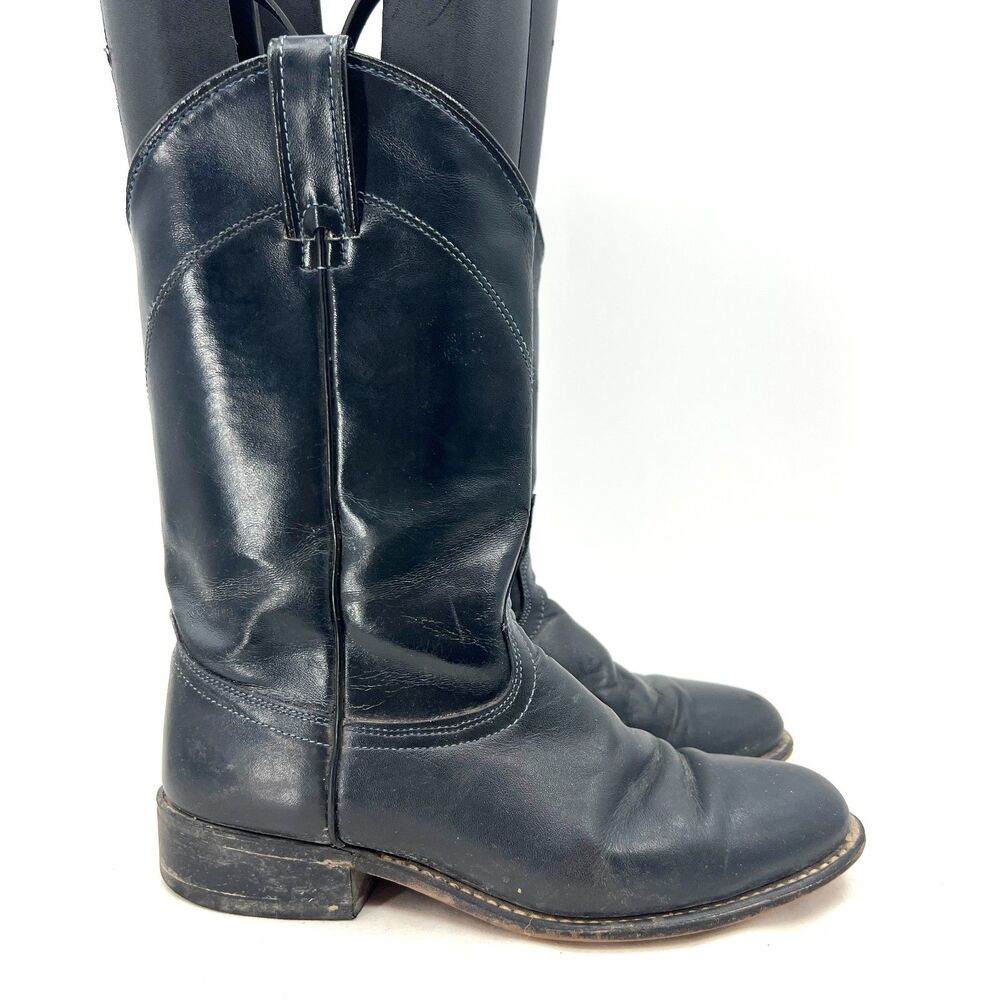 Laredo Roper Cowboy Boots Womens 7 M Navy Leather Western Pull On USA Made